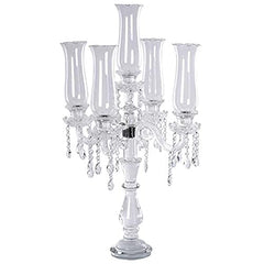 32-Inch Clear Crystal Glass Candelabra Taper Candle Holder