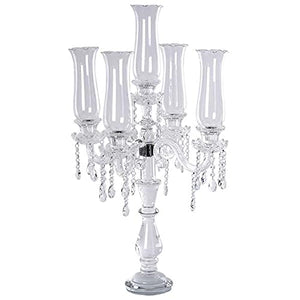 32-Inch Clear Crystal Glass Candelabra Taper Candle Holder