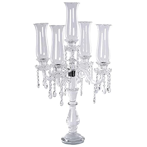 32-Inch Clear Crystal Glass Candelabra Taper Candle Holder
