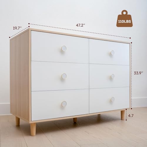 6-Drawer Dresser with Changing Table Top, White
