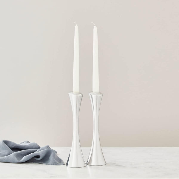 Spiral Candlestick Holders Set of 2 – Polished Metal Taper Candle Holders