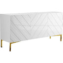 Modern Sideboard Buffet Cabinet | White Lacquer & Gold Base