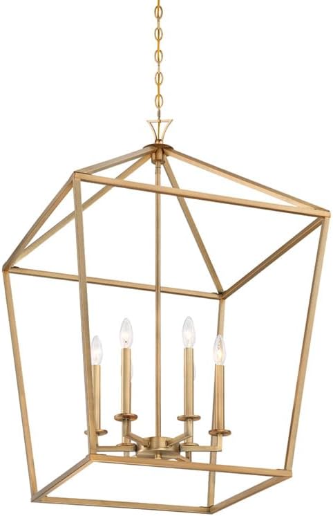 6-Light Open Frame Pendant Lantern – Adjustable Height, Dimmable