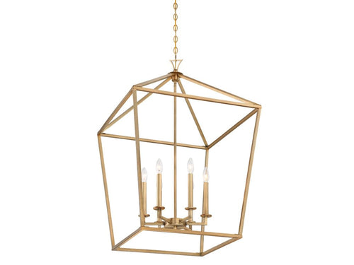6-Light Open Frame Pendant Lantern – Adjustable Height, Dimmable