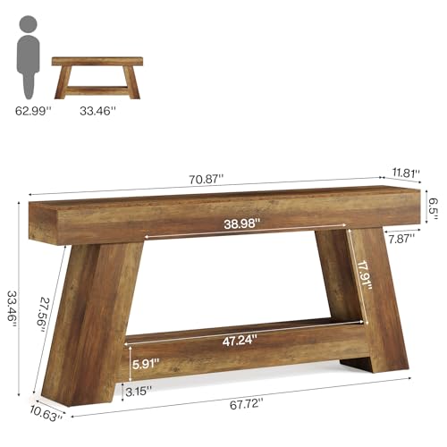 70.87" Farmhouse Console Table with 2-Tier Storage