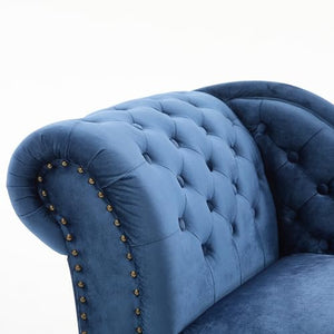 Mid-Century Velvet Chaise Lounge with Scrolled Backrest