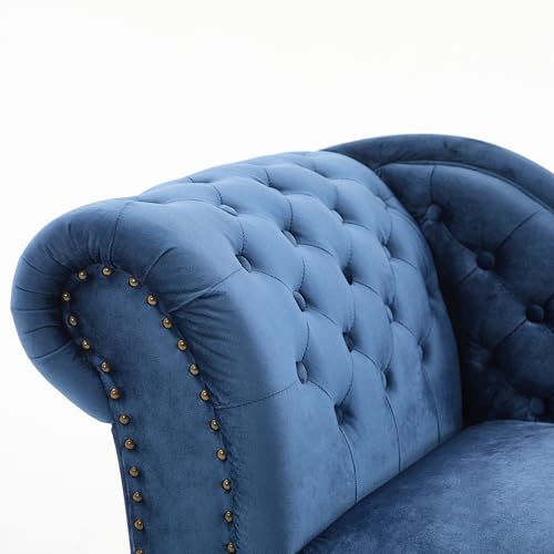 Mid-Century Velvet Chaise Lounge with Scrolled Backrest