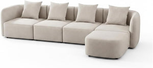 118" L-Shaped Modular Sectional Sofa with Ottoman