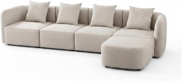 118" L-Shaped Modular Sectional Sofa with Ottoman