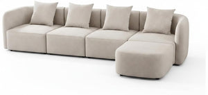 118" L-Shaped Modular Sectional Sofa with Ottoman