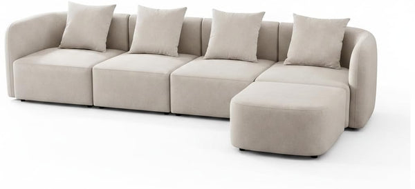 118" L-Shaped Modular Sectional Sofa with Ottoman