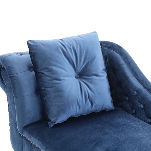 Mid-Century Velvet Chaise Lounge with Scrolled Backrest