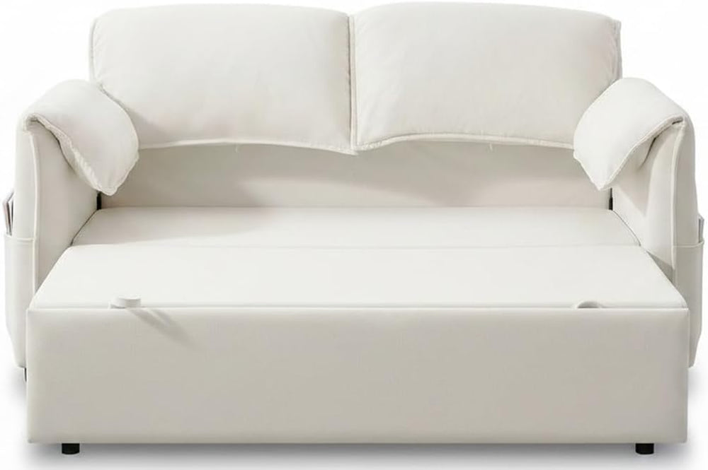63" Velvet Pull-Out Sofa Bed – 3-in-1 Convertible Futon Loveseat