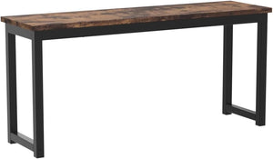 Industrial Dining Bench Set of 2 – Rustic Brown & Black Metal Frame