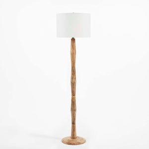 Bamboo-Inspired Wood Floor Lamp with LED Bulb