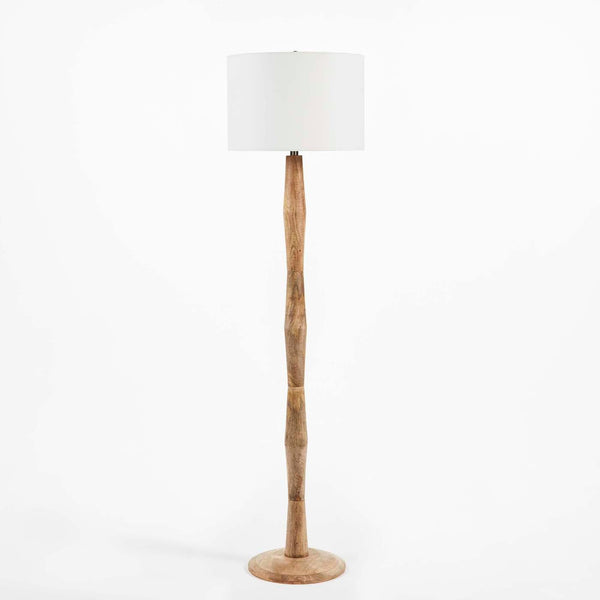 Bamboo-Inspired Wood Floor Lamp with LED Bulb