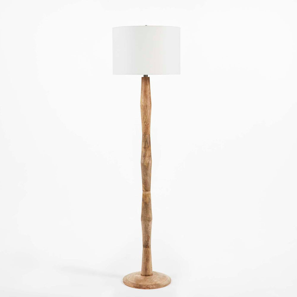 Bamboo-Inspired Wood Floor Lamp with LED Bulb