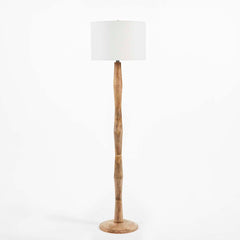 Bamboo-Inspired Wood Floor Lamp with LED Bulb