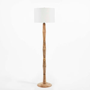 Bamboo-Inspired Wood Floor Lamp with LED Bulb