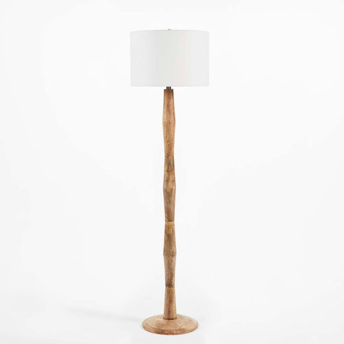 Bamboo-Inspired Wood Floor Lamp with LED Bulb