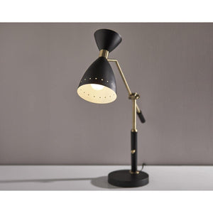 Mid-Century Adjustable Desk & Pendant Lamp – Black & Antique Brass