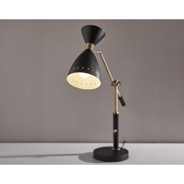 Mid-Century Adjustable Desk & Pendant Lamp – Black & Antique Brass