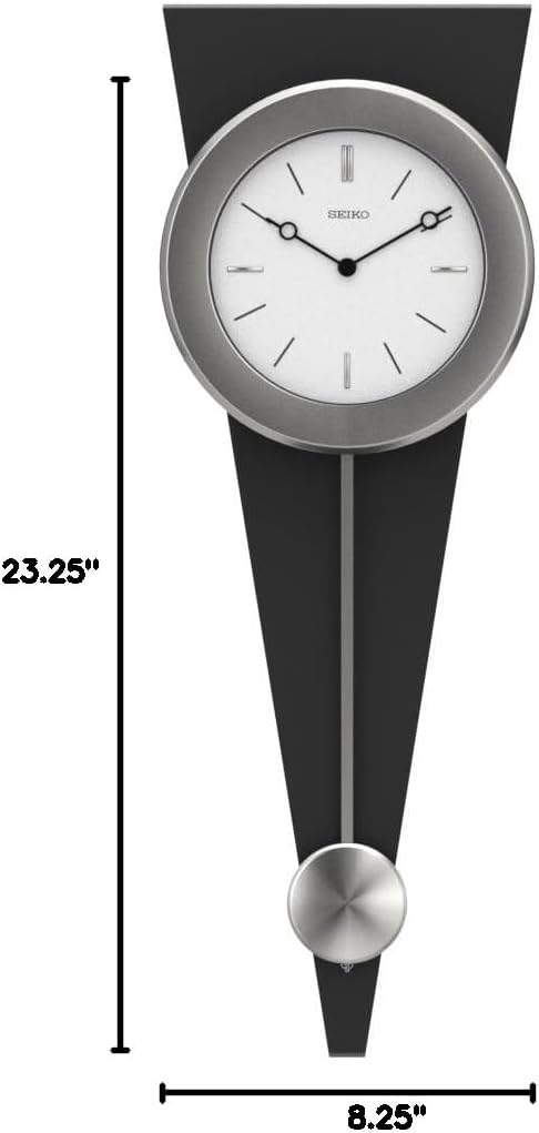 Modern Art Pendulum Wall Clock – Silver & Black Analog with Hourly Chime