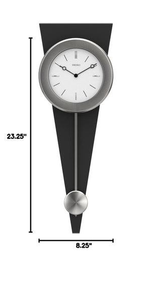 Modern Art Pendulum Wall Clock – Silver & Black Analog with Hourly Chime