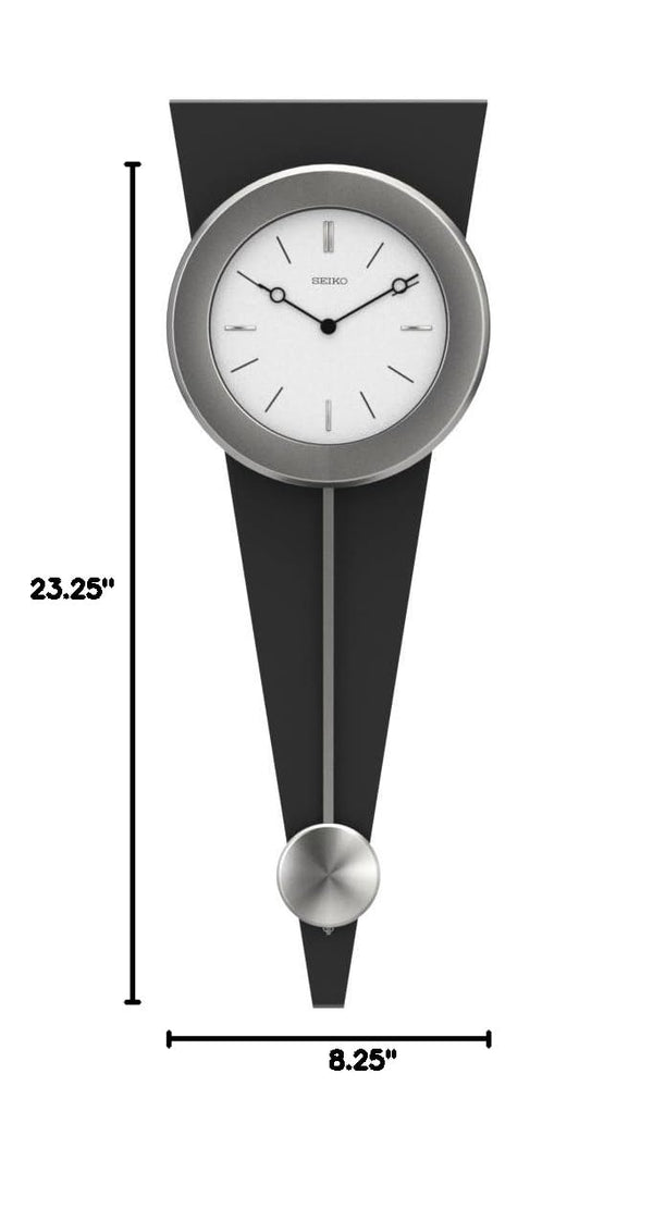 Modern Art Pendulum Wall Clock – Silver & Black Analog with Hourly Chime