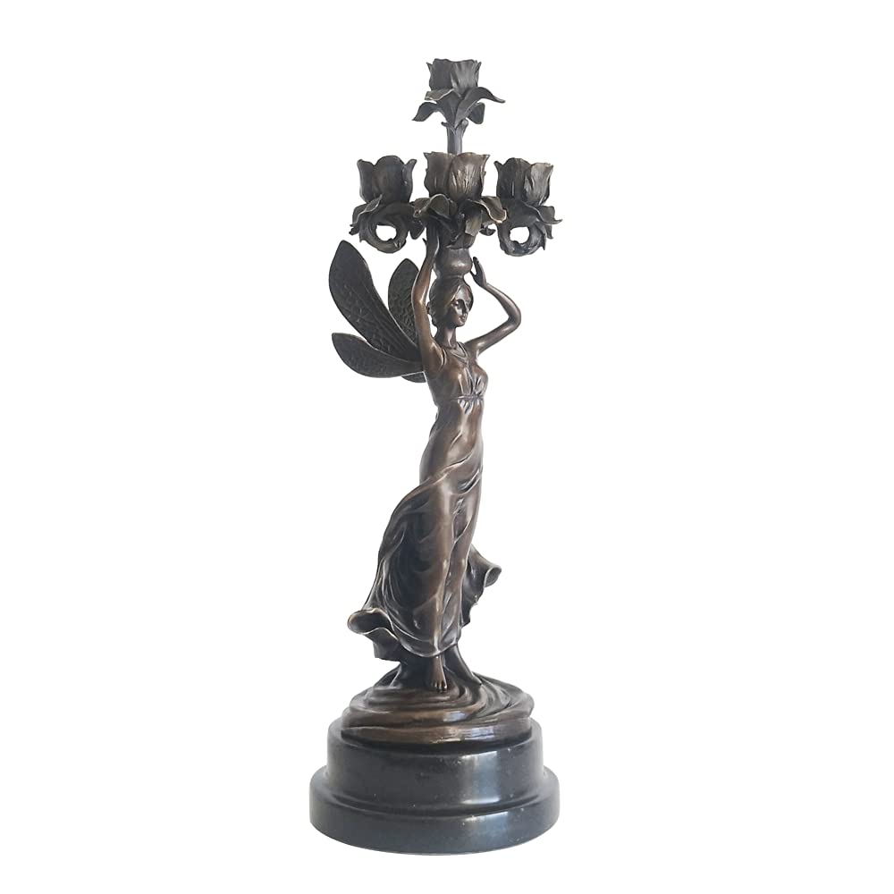 5-Arm Angel Candelabra – Bronze Copper Candlestick Holder