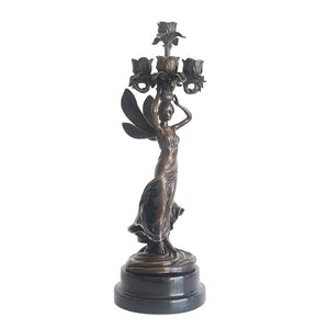 5-Arm Angel Candelabra – Bronze Copper Candlestick Holder