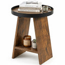 Round 2-Tier Side Table with Tray Top