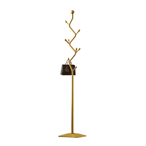 Metal Coat Rack Freestanding with 8 Hooks and Rectangular Base