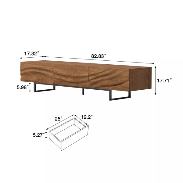 Mid-Century Modern TV Stand for 70-100 Inch TVs with Storage