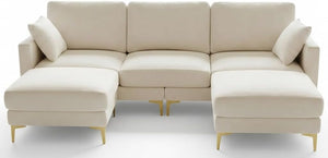 100" U-Shaped Sectional Sofa with Ottoman