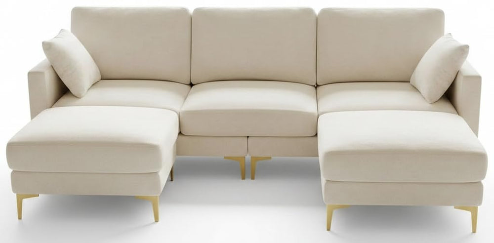 100" U-Shaped Sectional Sofa with Ottoman