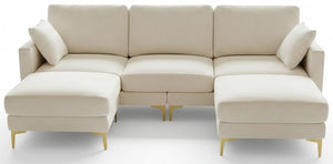 100" U-Shaped Sectional Sofa with Ottoman