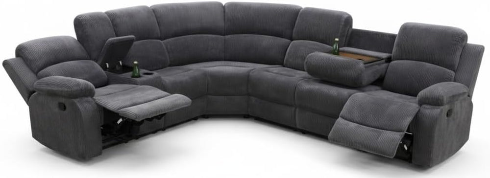 L-Shaped Reclining Sectional Sofa with Storage Console & Cup Holders