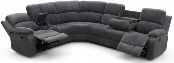 L-Shaped Reclining Sectional Sofa with Storage Console & Cup Holders