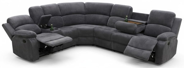 L-Shaped Reclining Sectional Sofa with Storage Console & Cup Holders