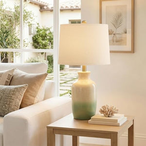 24" Farmhouse Table Lamp – Hand-Textured Ceramic Ombre