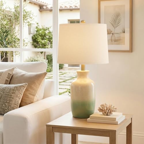 24" Farmhouse Table Lamp – Hand-Textured Ceramic Ombre