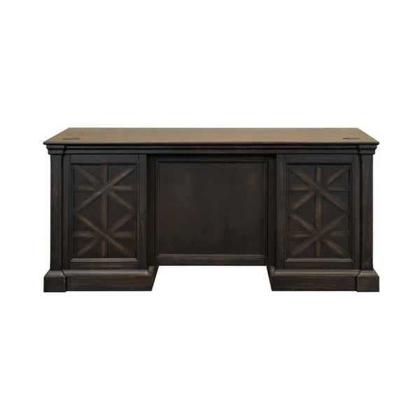 66" Wood Double Pedestal Executive Desk – Dark Brown