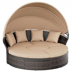 Outdoor Patio Daybed with Retractable Canopy