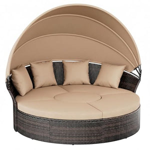 Outdoor Patio Daybed with Retractable Canopy