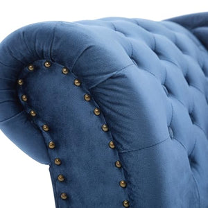 Mid-Century Velvet Chaise Lounge with Scrolled Backrest