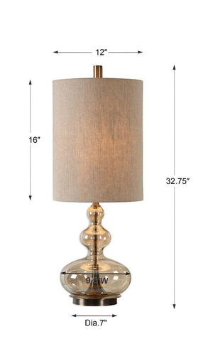 Amber Table Lamp with Antique Brass Finish