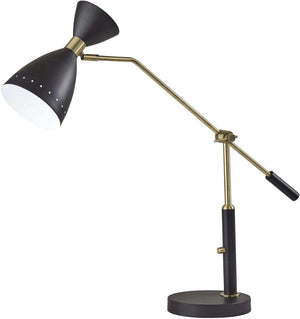 Mid-Century Adjustable Desk & Pendant Lamp – Black & Antique Brass