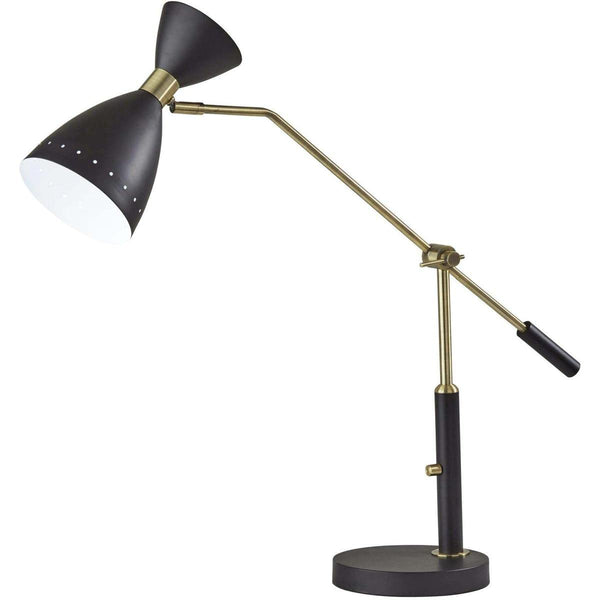 Mid-Century Adjustable Desk & Pendant Lamp – Black & Antique Brass