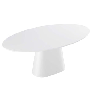 75" Oval High Gloss MDF Dining Table – White